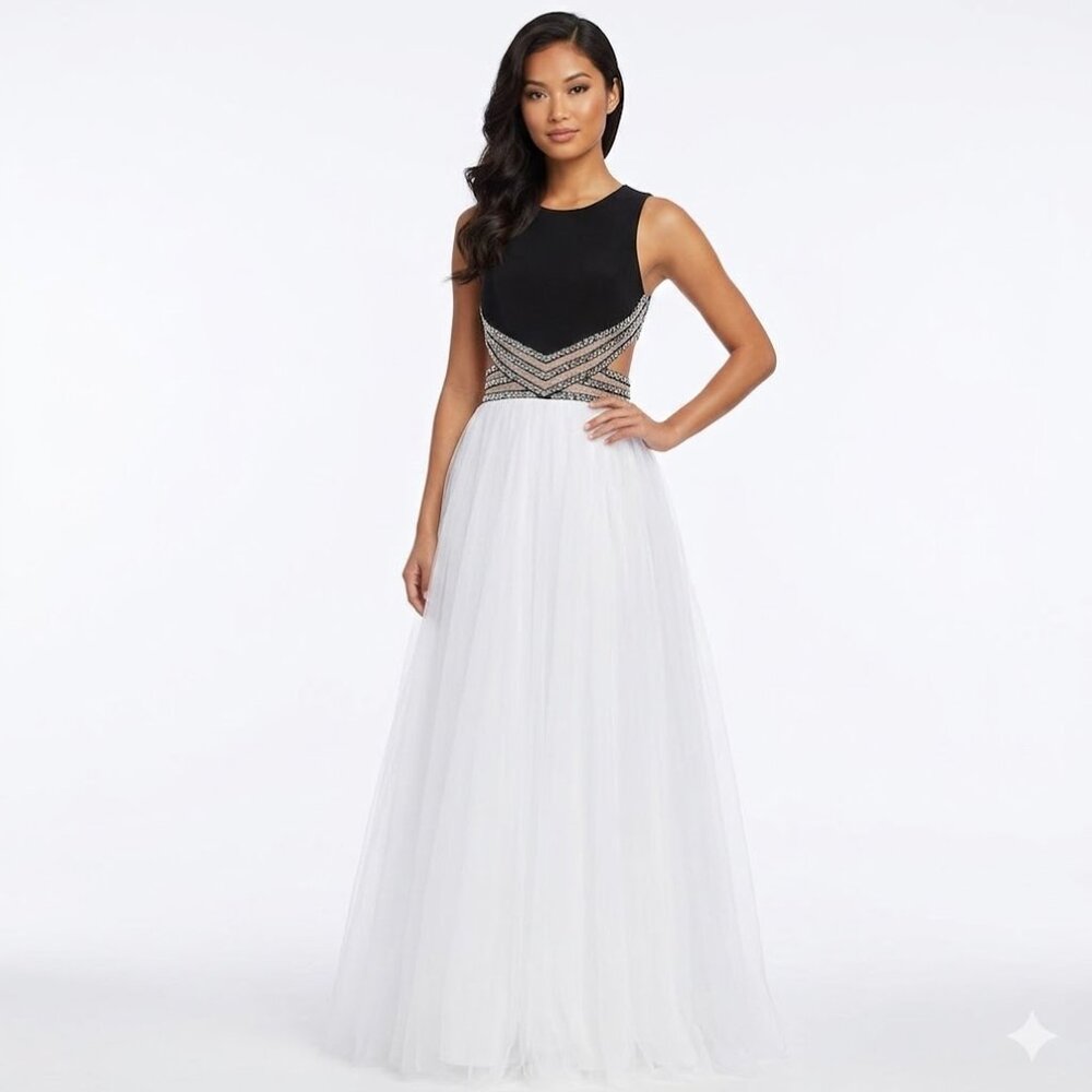 Blondie Black gown prom Dress with diamonds